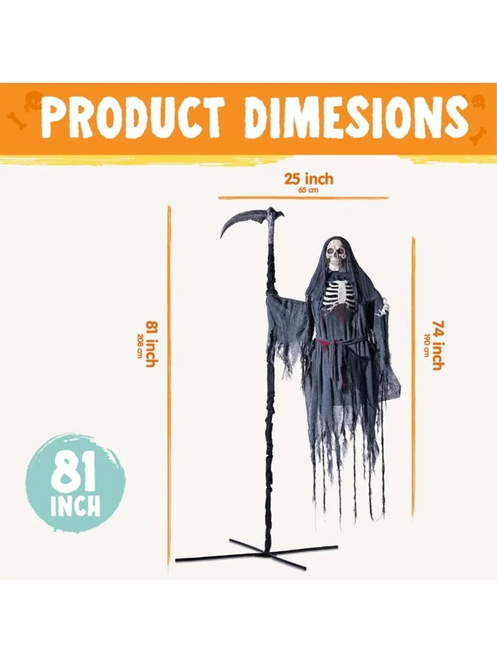 6 Ft Animated Flying Grim Reaper Halloween Decor with Sickle & Spooky Sounds